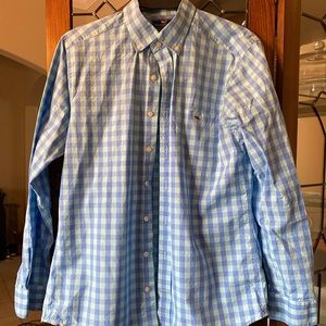 Vineyard Vines long sleeve blue plaid dress shirt - medium
